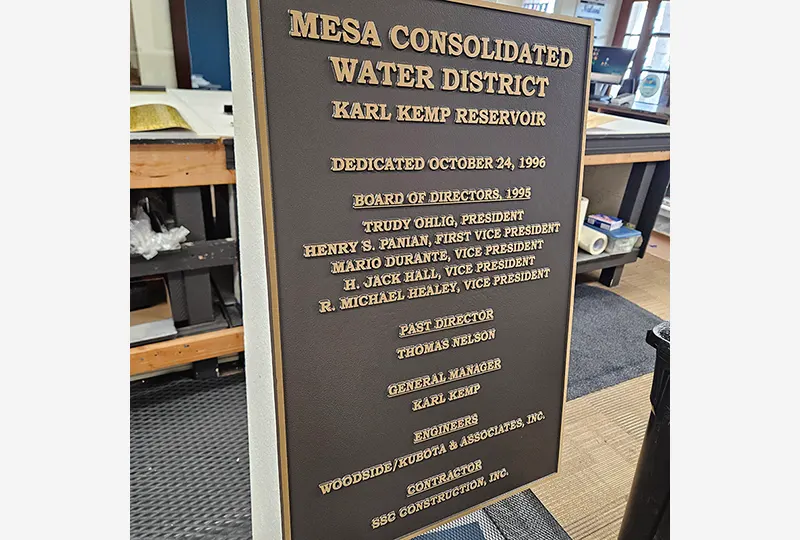 Bronze Plaque for Mesa Consolidated Water District