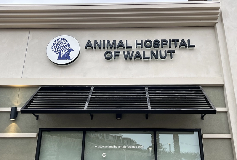 Halo Lit Channel Letter Sign for Animal Hospital of Walnut