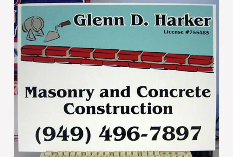 Glenn D Harker Masonry Sign